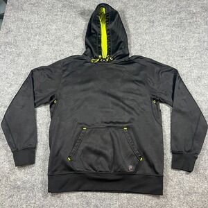 Fila Sport Hoodie Mens Medium Black Camouflage Fleece Lined Kangaroo Pockets
